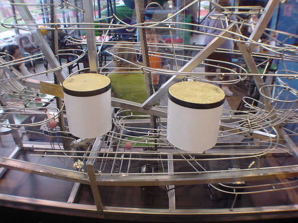 The double drum bounce of the Kinematic Playplace Rolling Ball Sculpture